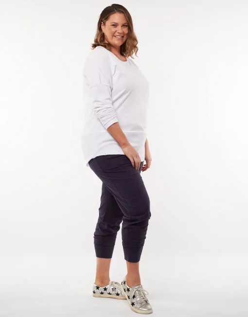 Elm - Rib Long Sleeve - White - Womens Fashion-