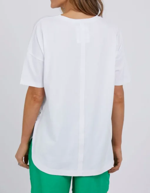 Elm - Society Short Sleeve Tee - White - Womens Fashion