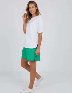 Elm - Society Short Sleeve Tee - White - Womens Fashion