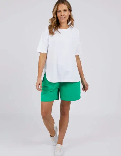 Elm - Society Short Sleeve Tee - White - Womens Fashion
