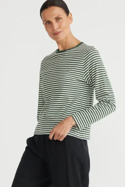 Essential Long Sleeve Top | Moss Stripe