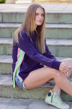 est. 1971 - Classic Trim Side Sweat Shirt - Navy - Womens Fashion