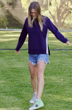 est. 1971 - Classic Trim Side Sweat Shirt - Navy - Womens Fashion