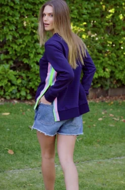 est. 1971 - Classic Trim Side Sweat Shirt - Navy - Womens Fashion