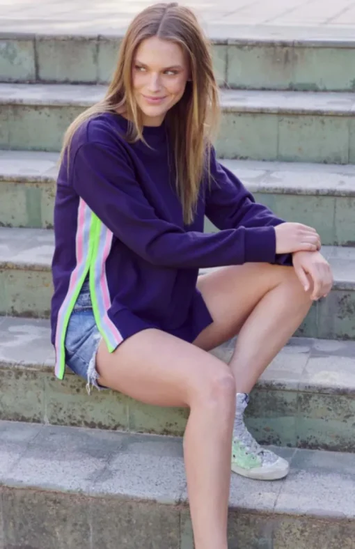 est. 1971 - Classic Trim Side Sweat Shirt - Navy - Womens Fashion