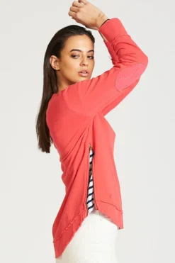 est. 1971 - High-Low Zipside Sweatshirt - Portsea Red - Womens Fashion