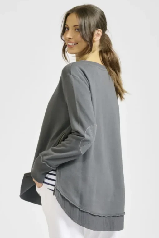 est. 1971 - High-Low Zipside Sweatshirt - Coal - Womens Fashion