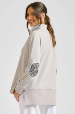 est. 1971 - The Collar Sweatshirt - French Grey / Leopard - Womens Fashion