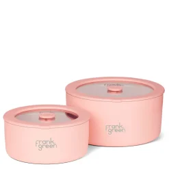 Frank Green - Blushed Stainless Steel Bowls with Glass Lids (2 Pack) - 700ml & 1500ml