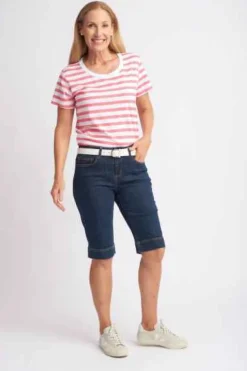 Goondiwindi Cotton - Denim Knee Length Shorts - Indigo Blue - Womens Fashion