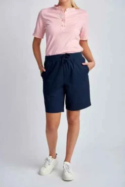 Goondiwindi Cotton - Relaxed Cotton Shorts - Navy - Womens Fashion