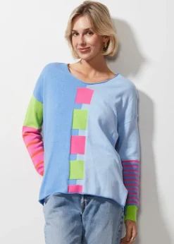 Intarsia Squares Knit | Chambray