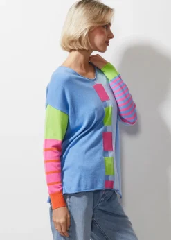 Intarsia Squares Knit | Chambray
