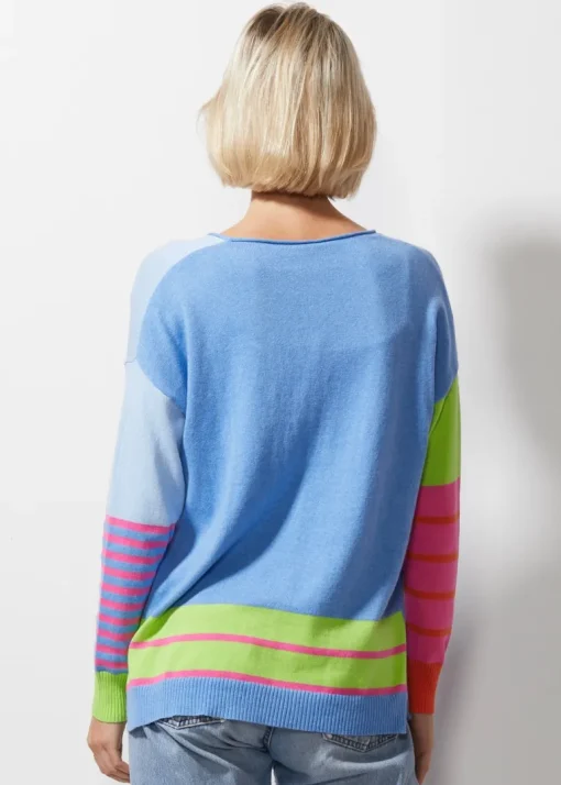 Intarsia Squares Knit | Chambray