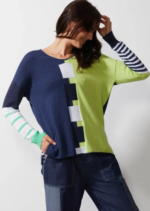 Intarsia Squares Knit | Denim