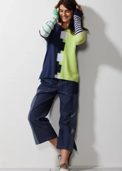Intarsia Squares Knit | Denim