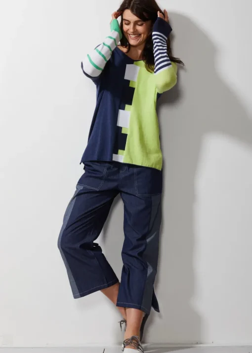 Intarsia Squares Knit | Denim