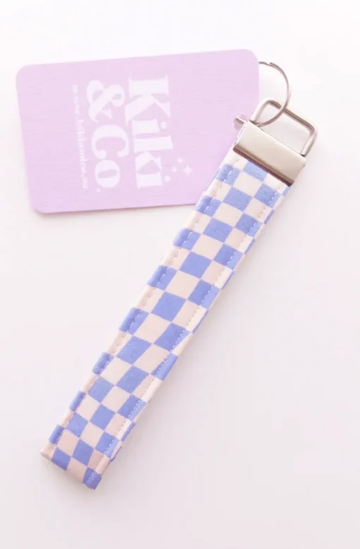 Keychain - Blue Checkerborad