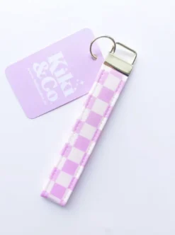 Keychain - Lilac Checkerboard