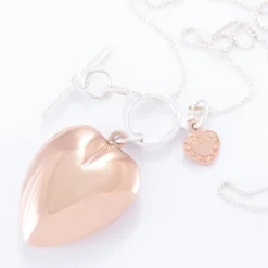 Long Sterling Silver Ball Chain Necklace with Rose Gold 1950 King George Penny