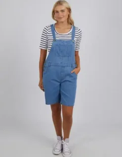 Matilda Short Overalls | Mid Blue Wash