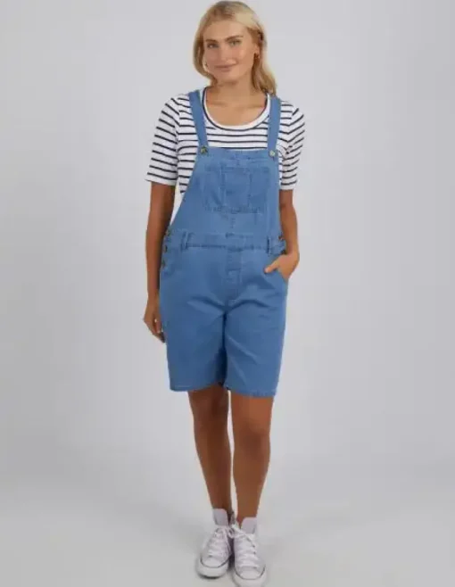 Matilda Short Overalls | Mid Blue Wash