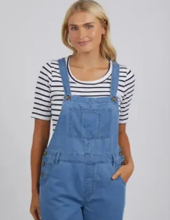 Matilda Short Overalls | Mid Blue Wash