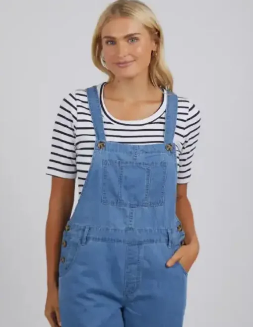 Matilda Short Overalls | Mid Blue Wash