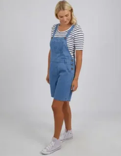 Matilda Short Overalls | Mid Blue Wash
