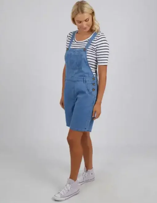 Matilda Short Overalls | Mid Blue Wash