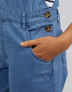 Matilda Short Overalls | Mid Blue Wash