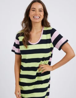 Mercury Dress - Keylime, Navy & Pink Stripe