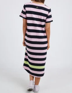 Mercury Dress - Keylime, Navy & Pink Stripe