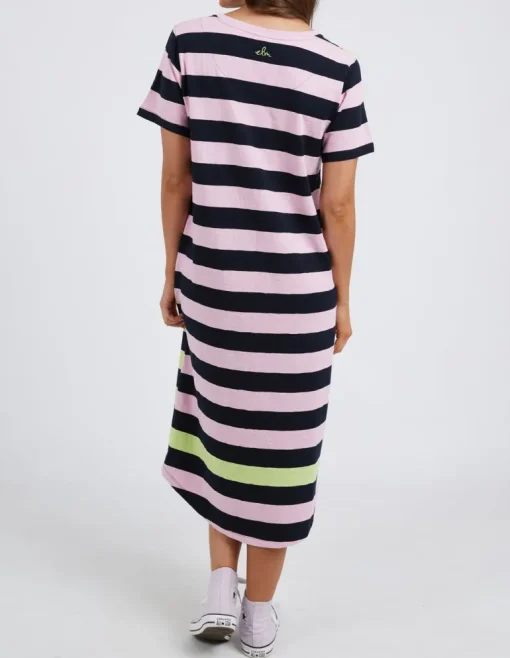 Mercury Dress - Keylime, Navy & Pink Stripe