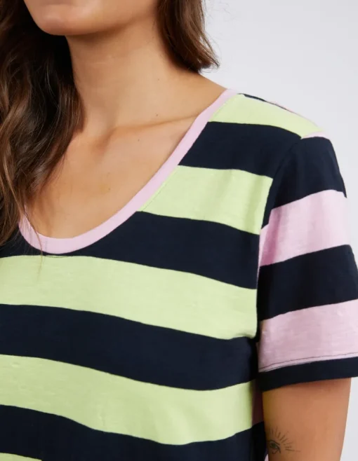Mercury Dress - Keylime, Navy & Pink Stripe