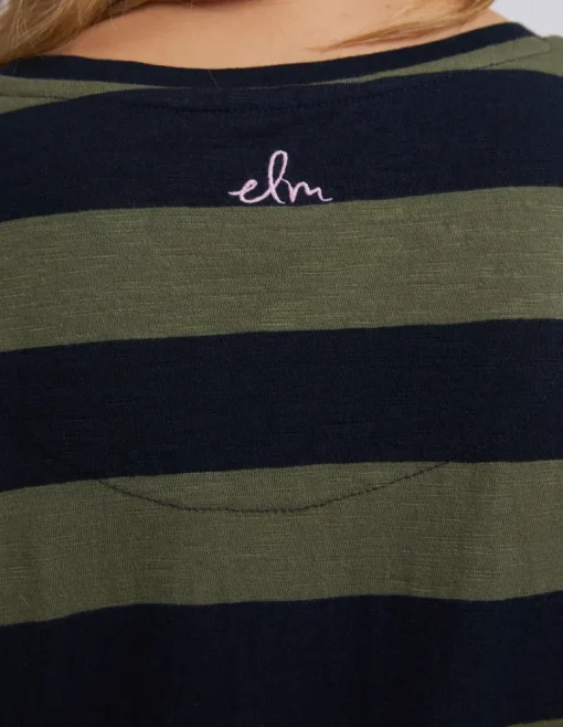 Mercury Dress - Khaki, Navy & Pink Stripe