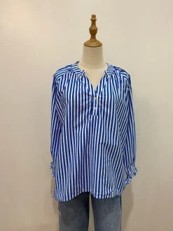 Millie Ruffle Sleeve l Cobalt Stripe
