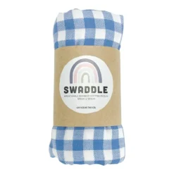 Muslin Swaddle - Gingham Blue