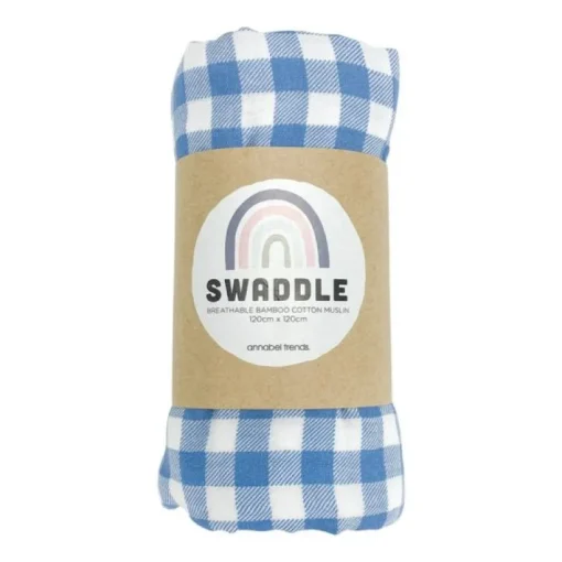 Muslin Swaddle - Gingham Blue