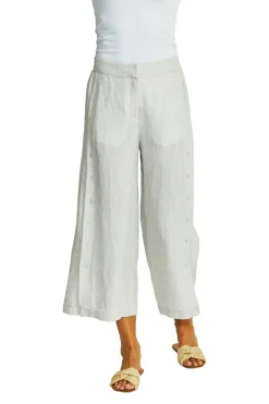 Ping Pong -  Gaby Linen Button Culotte - Flax - Womens Fashion