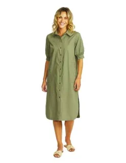 Ping Pong - Harley Shirt Dress - Khaki - Womens Fashion
