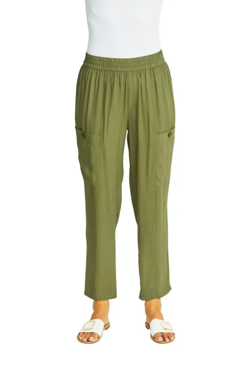 Ping Pong - Helen Slinky Cargo Pants - Khaki - Womens Fashion