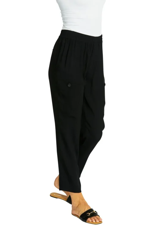 Ping Pong - Helen Slinky Cargo Pant - Black - Womens Fashion