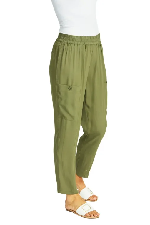 Ping Pong - Helen Slinky Cargo Pants - Khaki - Womens Fashion