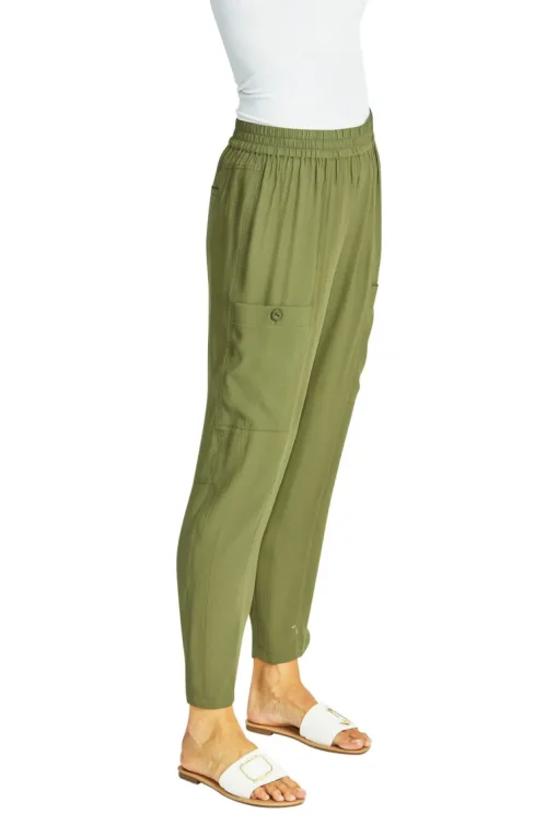 Ping Pong - Helen Slinky Cargo Pants - Khaki - Womens Fashion