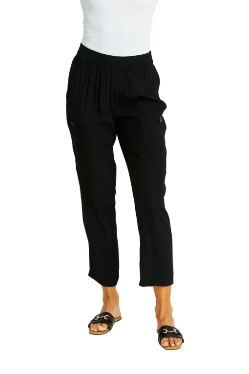 Ping Pong - Helen Slinky Cargo Pant - Black - Womens Fashion