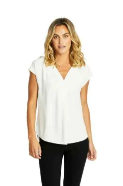 Ping Pong - Helen V-Neck Slinky top - Ivory - Womens Fashion