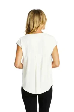 Ping Pong - Helen V-Neck Slinky top - Ivory - Womens Fashion