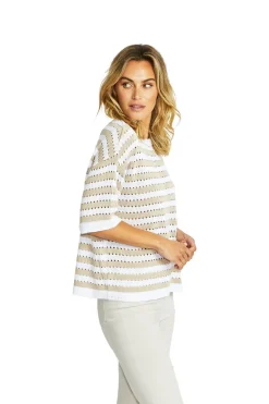 Ping Pong - Kate Crochet Pullover - White/Flax - Womens Fashion