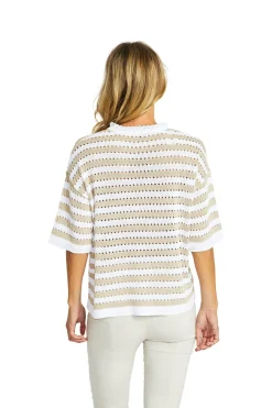 Ping Pong - Kate Crochet Pullover - White/Flax - Womens Fashion